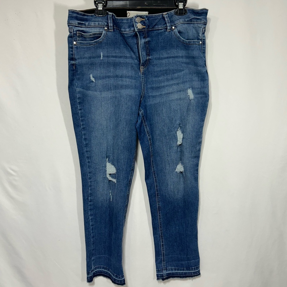 Ricki’s Women's Blue Distressed Jeans with lots of stretch and slimming waist